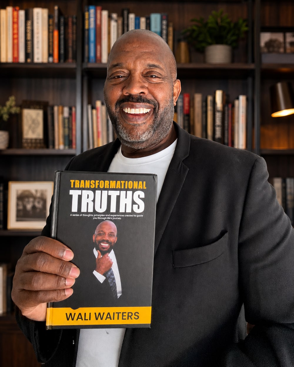 Wali Waiters holding his book Transformational Truths